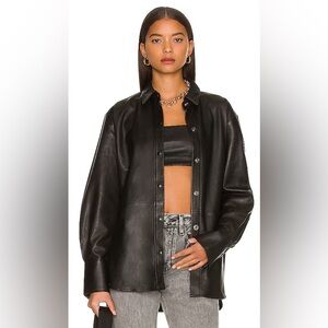 NWOT 🖤 Frame lamb leather oversized shirt